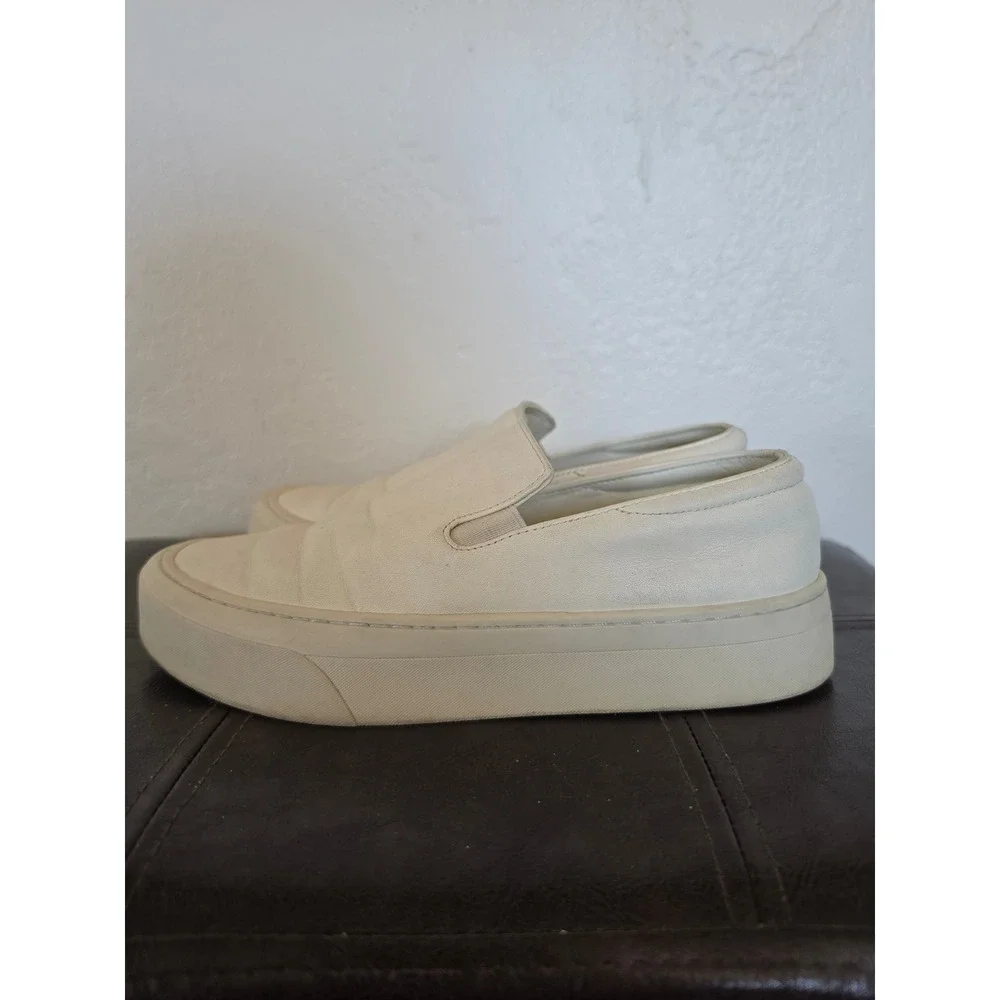 THE ROW Cream Leather Platform‎ Minimalist Old money Slip On Shoes sz 36 US 5.5